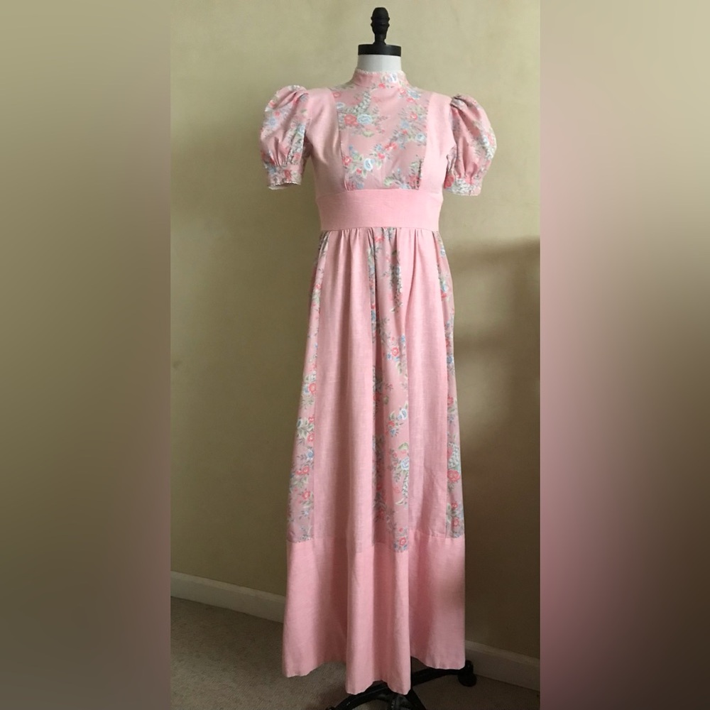 Vintage Pink Floral Maxi Dress - Picture 2 of 8